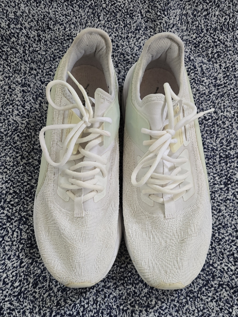 Men's Puma Ignite White Knit Lace-Up Trainer with Cream Accents